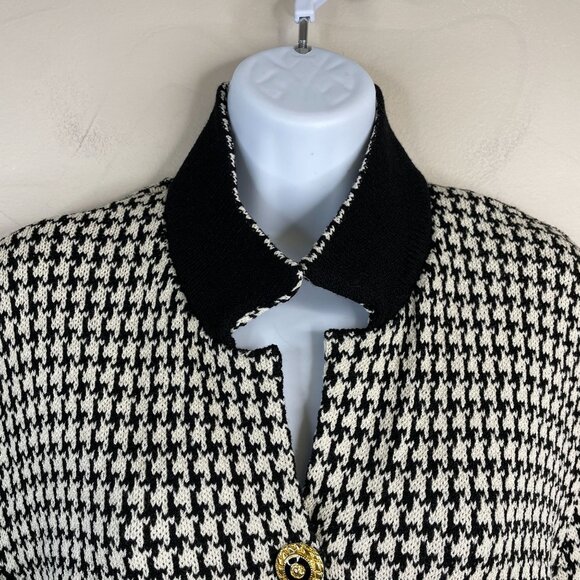 Vintage Alnoral Academia Houndstooth Old Money Cardigan Sweater Sz L Wool Blend - Picture 8 of 11